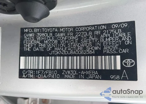 2010 Toyota Prius Ii z USA, uszkodzony, nr VIN JTDKN3DU8A0062384